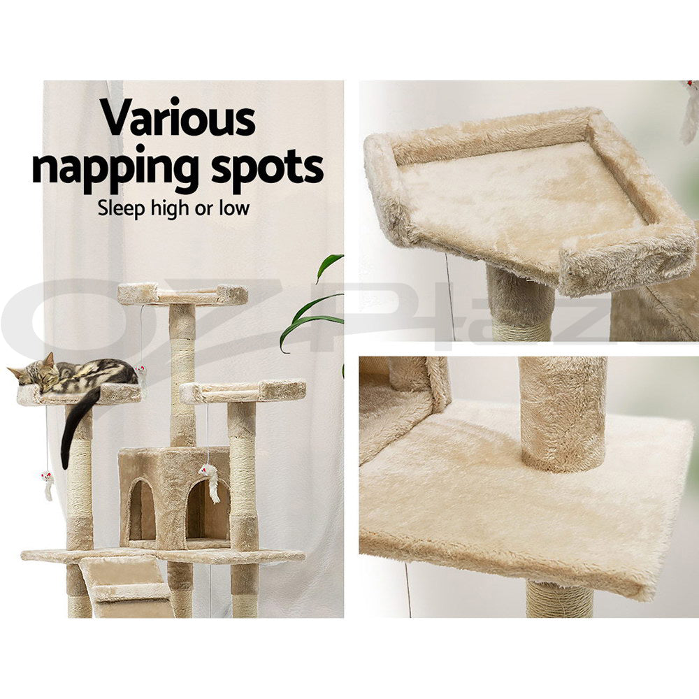 I.Pet Cat Tree Tower Scratching Post Wood Scratcher Condo Toys Trees Bed Large