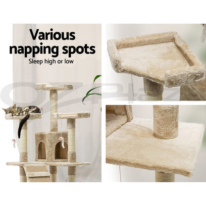 I.Pet Cat Tree Tower Scratching Post Wood Scratcher Condo Toys Trees Bed Large
