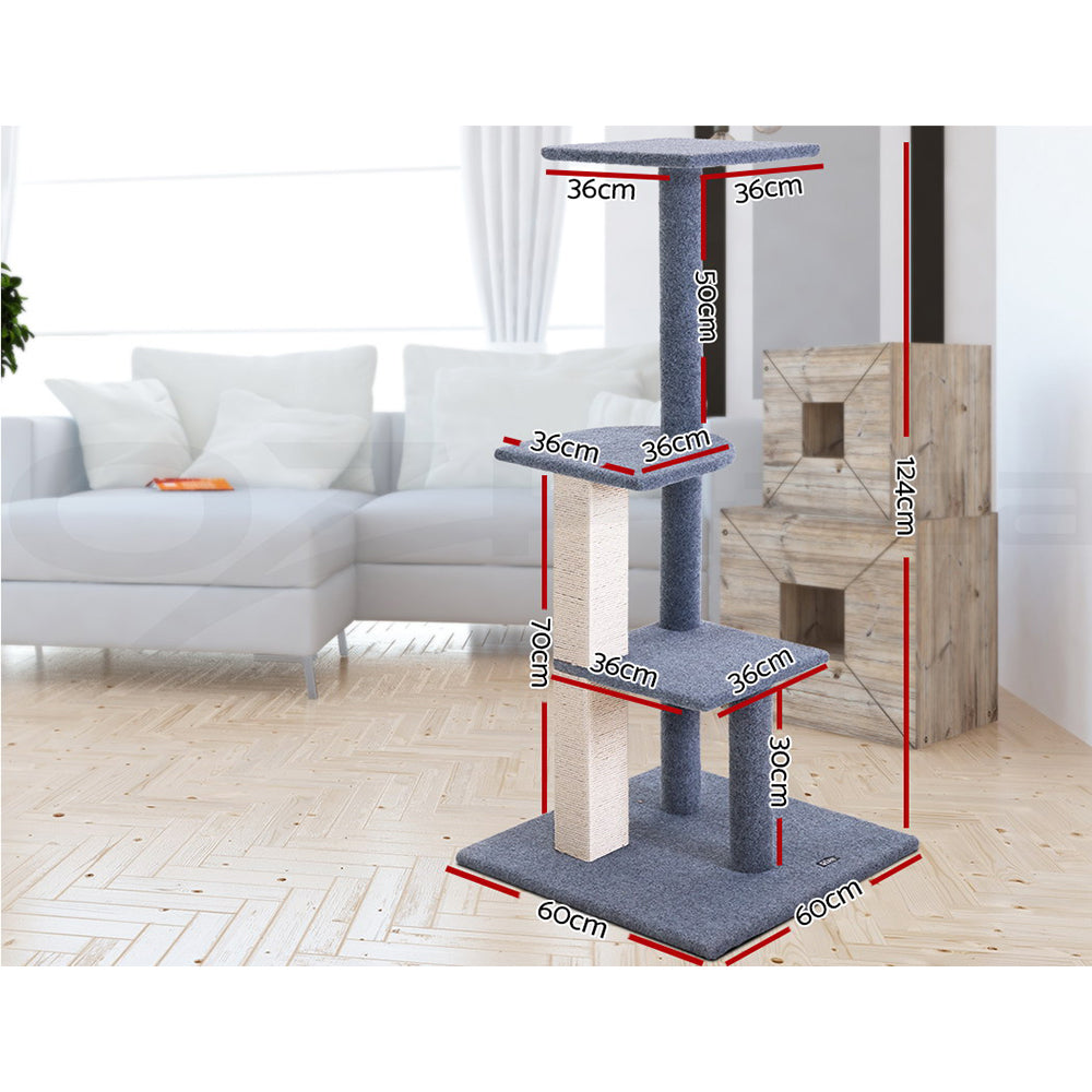 I.Pet Cat Tree Tower Scratching Post Scratcher Wood Condo Bed Toys Play Ladder