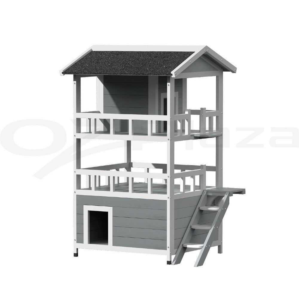 I.Pet Outdoor Wooden Cat House and Small Animal Shelter