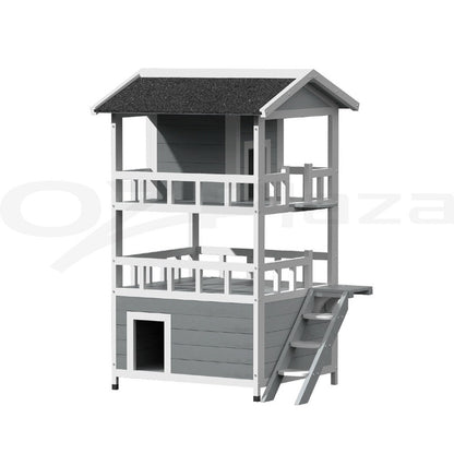 I.Pet Outdoor Wooden Cat House and Small Animal Shelter