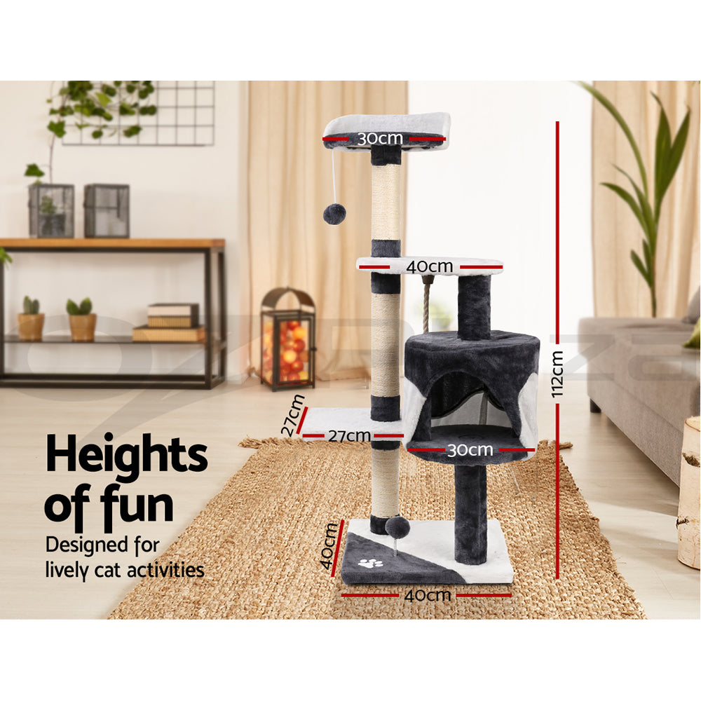 I.Pet Cat Tree Tower Scratching Post Scratcher Wood Condo Bed Toys Play Ladder