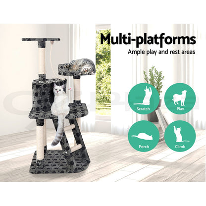 I.Pet Cat Tree Tower Scratching Post Scratcher Wood Condo Bed Toys Play Ladder