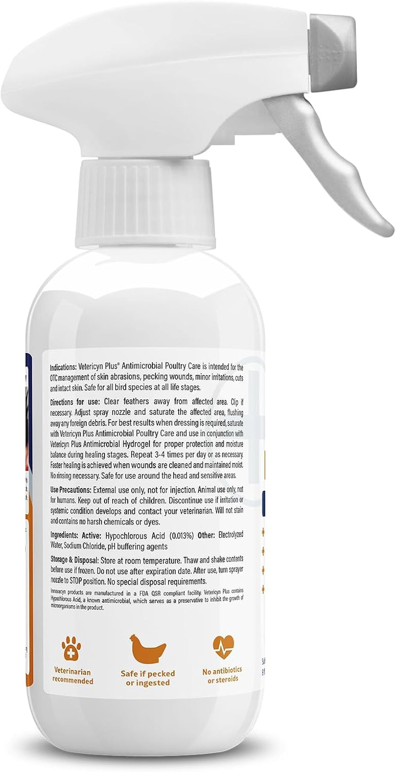 plus Poultry Care Spray | Healing Aid and Skin Repair for Chicken Wounds, Pecking Injuries, Bumblefoot, Vent Prolapses, and More. 8 Ounces