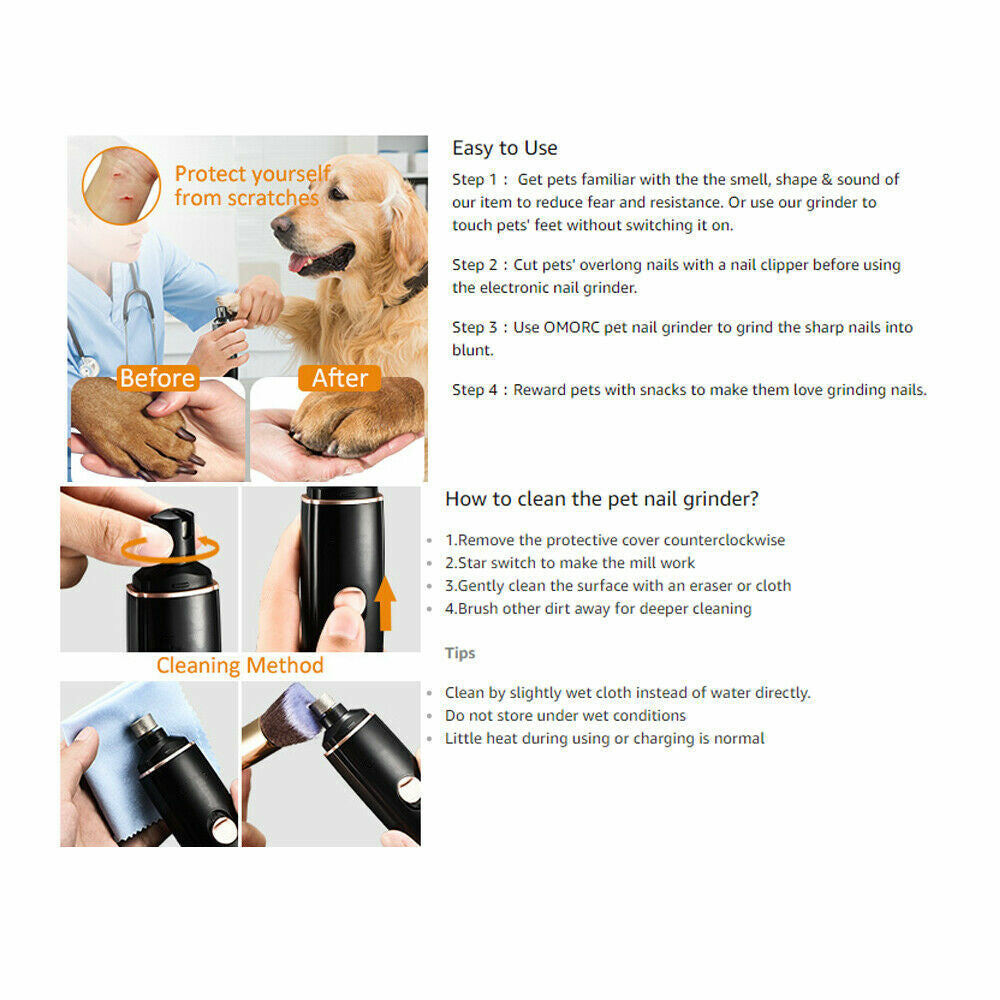 Electric Nail Grinder for Dogs and Cats - Professional Grooming Tool for Claw Care