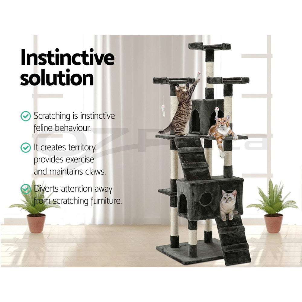 I.Pet Cat Tree Tower Scratching Post Wood Scratcher Condo Toys Trees Bed Large
