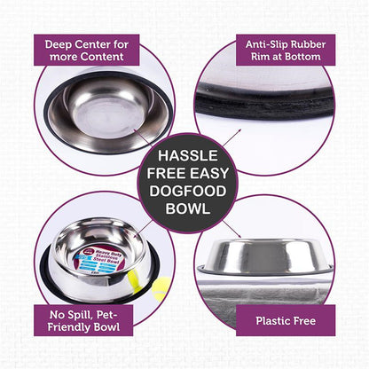 790Ml Pet Dog Puppy Food Water Dish Feeder Bowl Stainless Steel Non Slip Durable