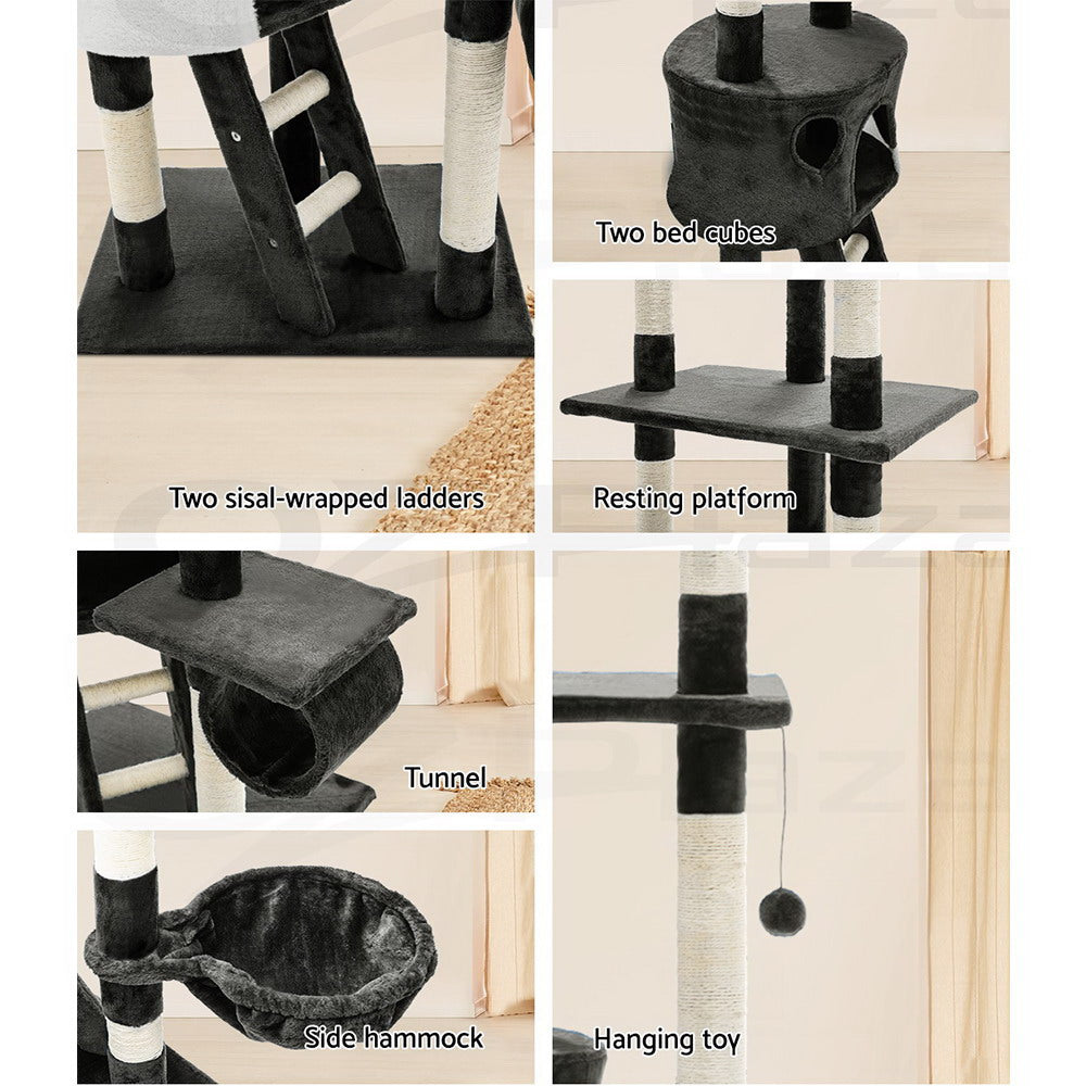 I.Pet Cat Tree Tower Scratching Post Wood Scratcher Condo Toys Trees Bed Large