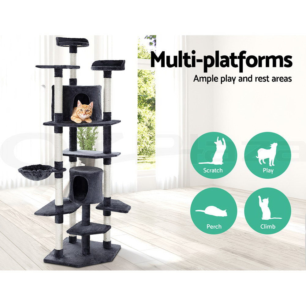 I.Pet Cat Tree Tower Scratching Post Wood Scratcher Condo Toys Trees Bed Large