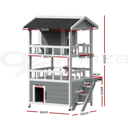 I.Pet Outdoor Wooden Cat House and Small Animal Shelter