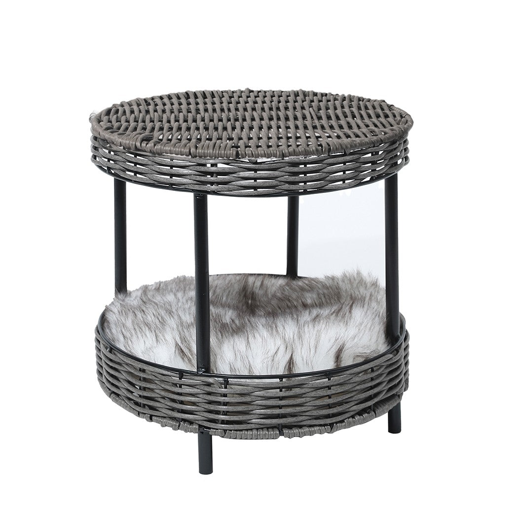 Pawz Elevated Rattan Pet Bed - Stylish Wicker Basket Kennel for Cats and Dogs