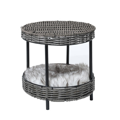 Pawz Elevated Rattan Pet Bed - Stylish Wicker Basket Kennel for Cats and Dogs