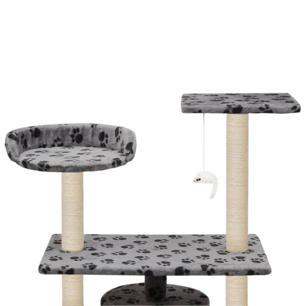 NNEVL Cat Tree with Sisal Scratching Posts 95 cm Grey Paw Prints