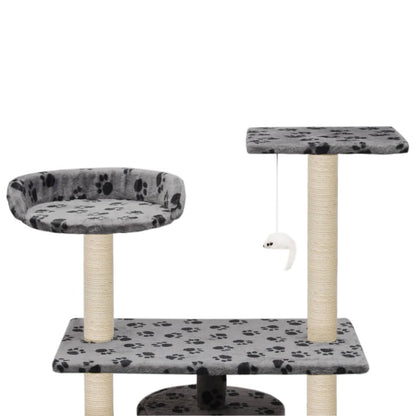 NNEVL Cat Tree with Sisal Scratching Posts 95 cm Grey Paw Prints