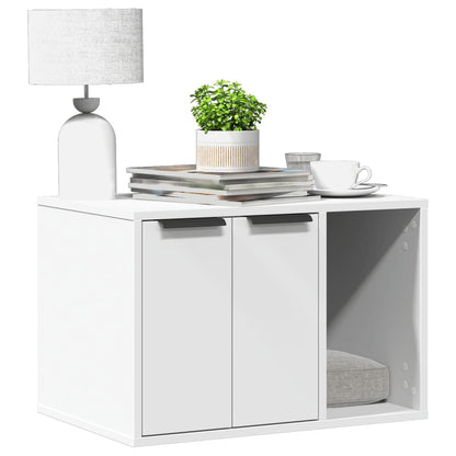 NNEVL Cat Litter Box Enclosure White 60x40x40 cm Engineered Wood