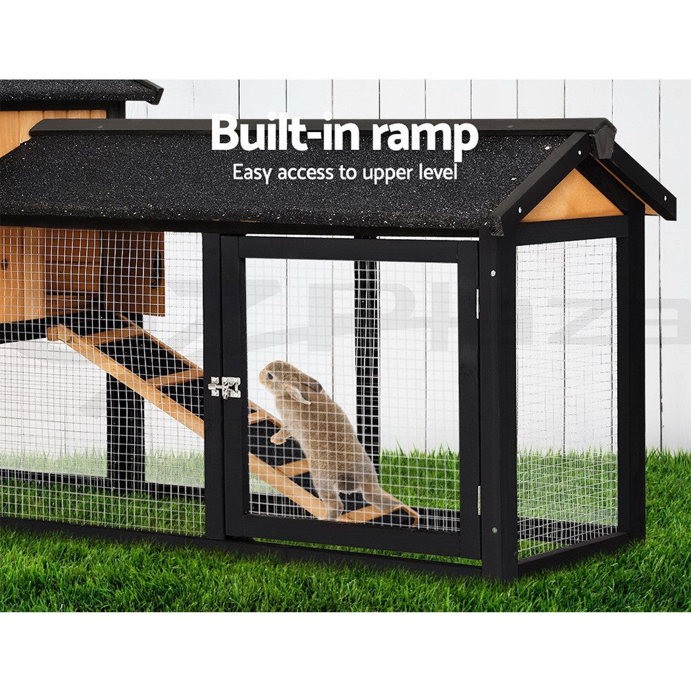 I.Pet Chicken Coop Rabbit Hutch Extra Large Run House Cage Wooden Bunny Outdoor