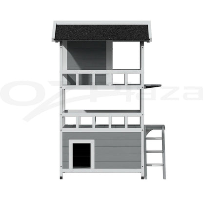 I.Pet Outdoor Wooden Cat House and Small Animal Shelter