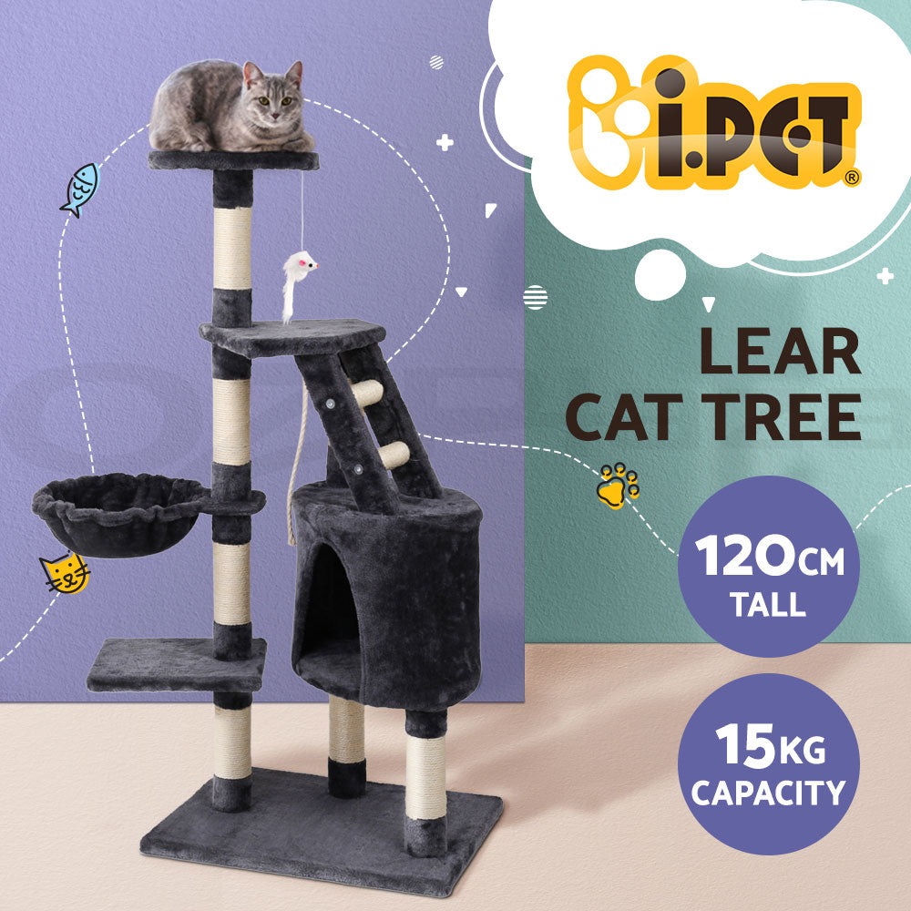 I.Pet Cat Tree Tower Scratching Post Scratcher Wood Condo Bed Toys Play Ladder