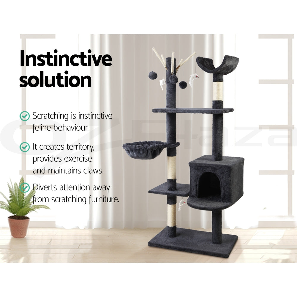 I.Pet Cat Tree Tower Scratching Post Scratcher Wood Condo Bed Toys Play Ladder