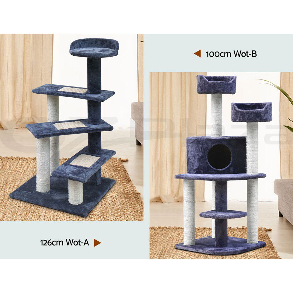 I.Pet Cat Tree Tower Scratching Post Scratcher Wood Condo Bed Toys Play Ladder