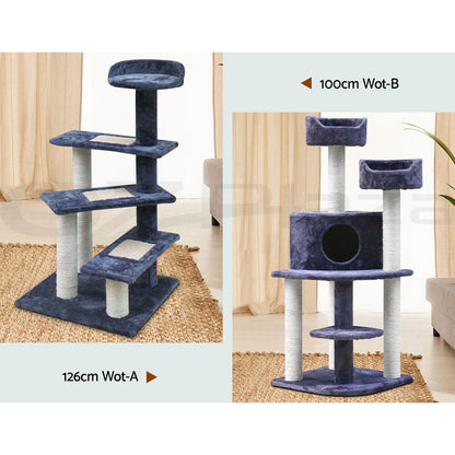 I.Pet Cat Tree Tower Scratching Post Scratcher Wood Condo Bed Toys Play Ladder