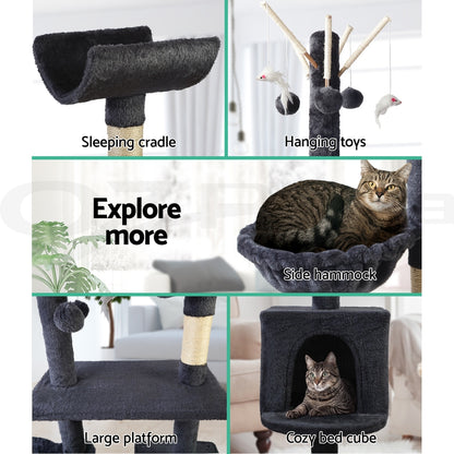 I.Pet Cat Tree Tower Scratching Post Scratcher Wood Condo Bed Toys Play Ladder