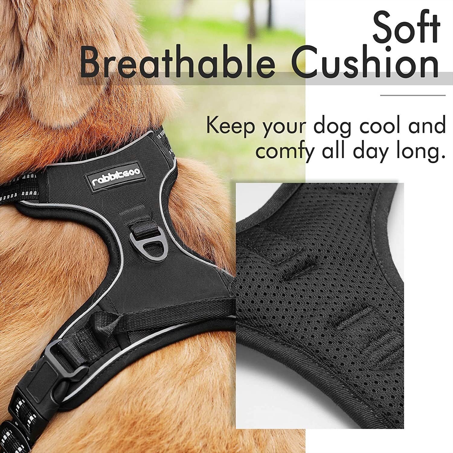 Rabbitgoo Adjustable No-Pull Front Range Dog Harness for Large Pets