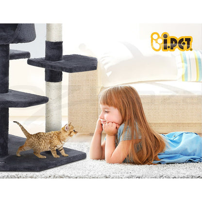 I.Pet Cat Tree Tower Scratching Post Wood Scratcher Condo Toys Trees Bed Large