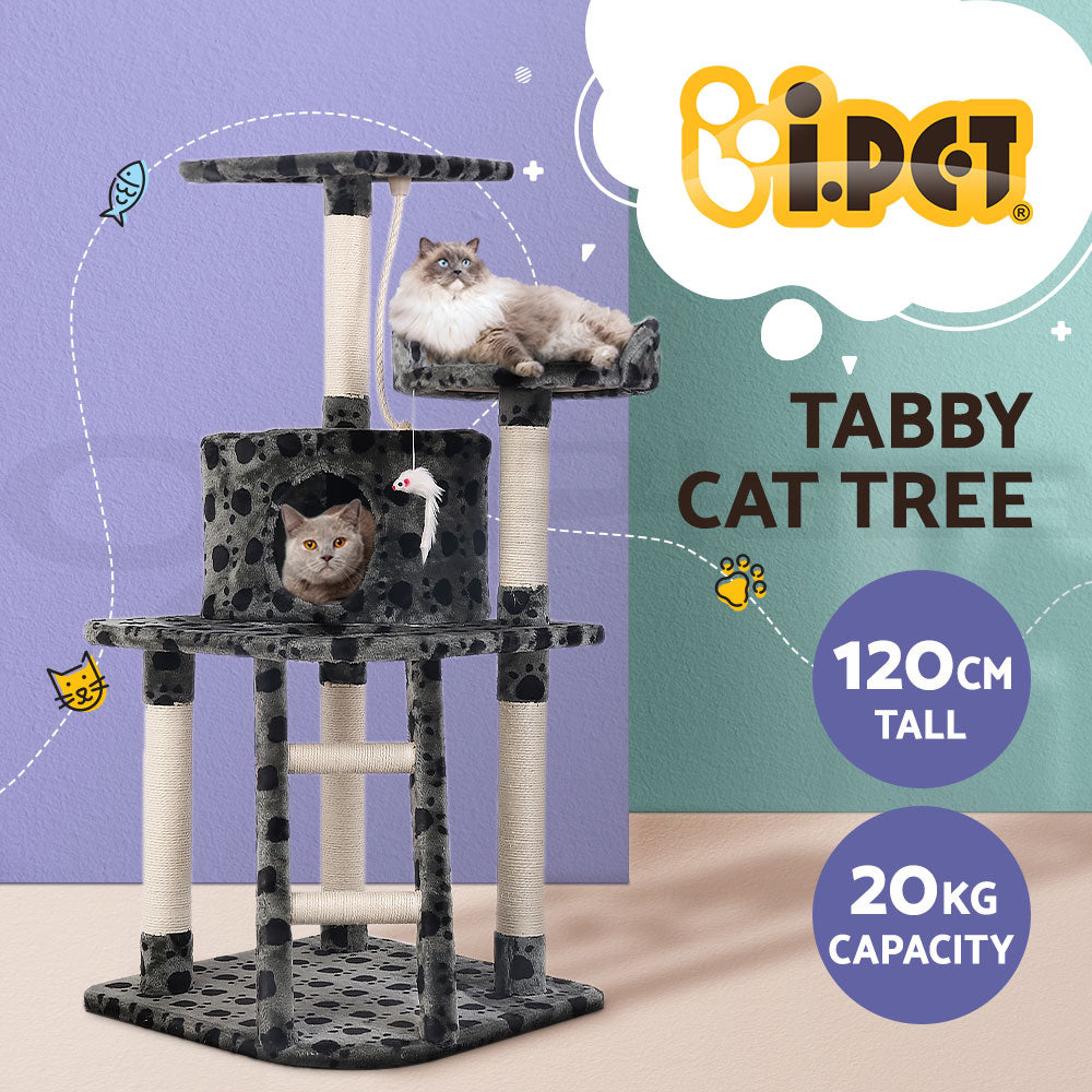 I.Pet Cat Tree Tower Scratching Post Scratcher Wood Condo Bed Toys Play Ladder