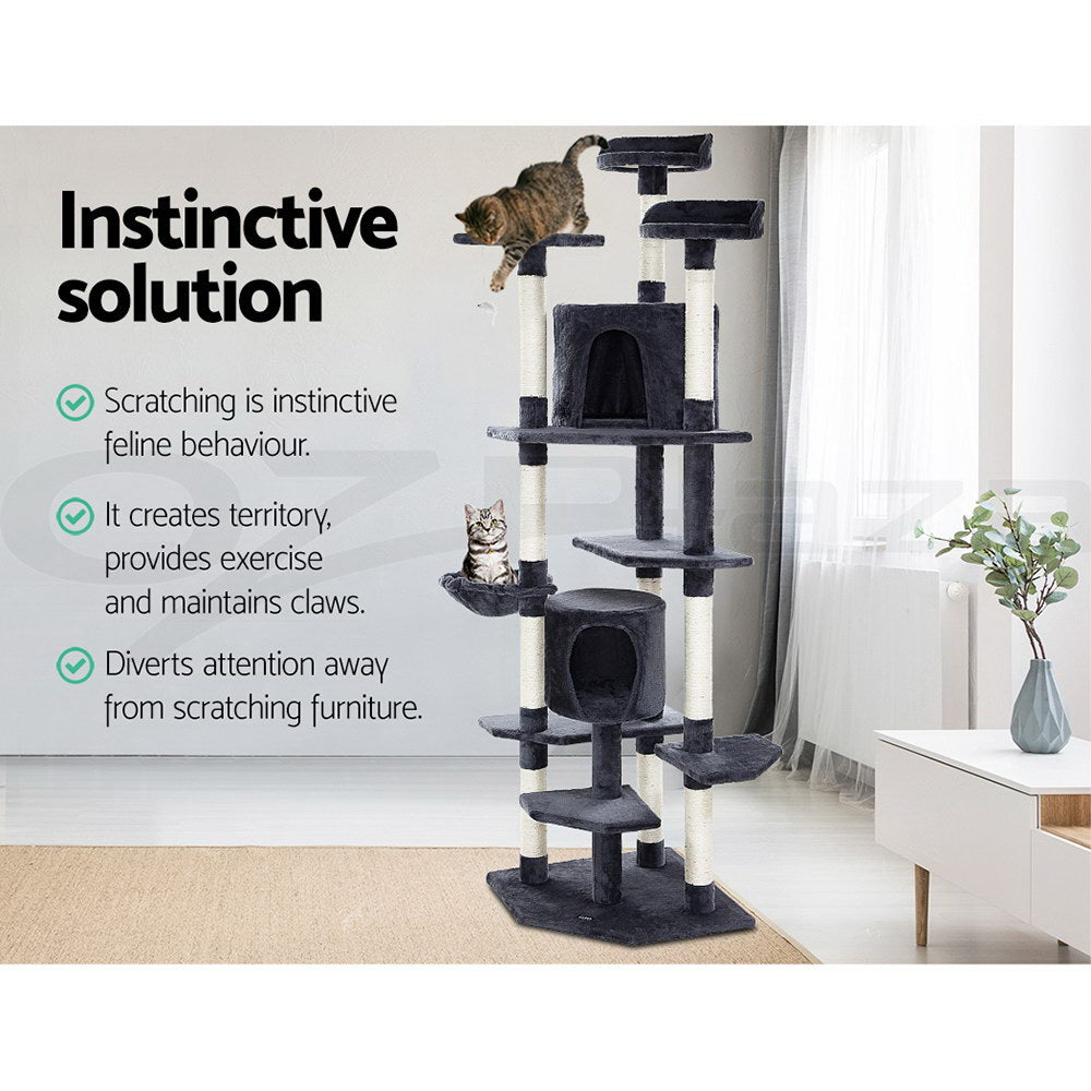 I.Pet Cat Tree Tower Scratching Post Wood Scratcher Condo Toys Trees Bed Large