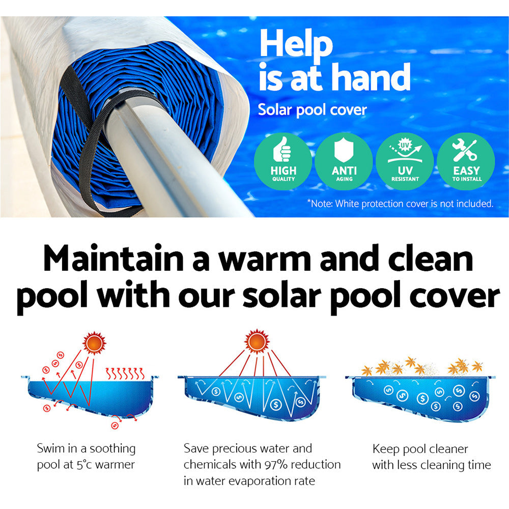 NNEDSZ Solar Swimming Pool Cover Blanket Roller Wheel Adjustable 9.5 X 5m