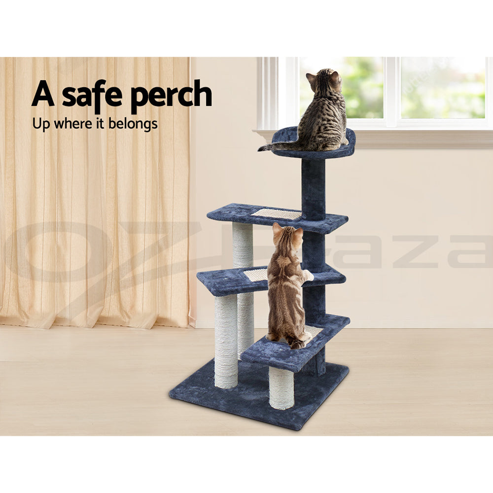 I.Pet Cat Tree Tower Scratching Post Scratcher Wood Condo Bed Toys Play Ladder