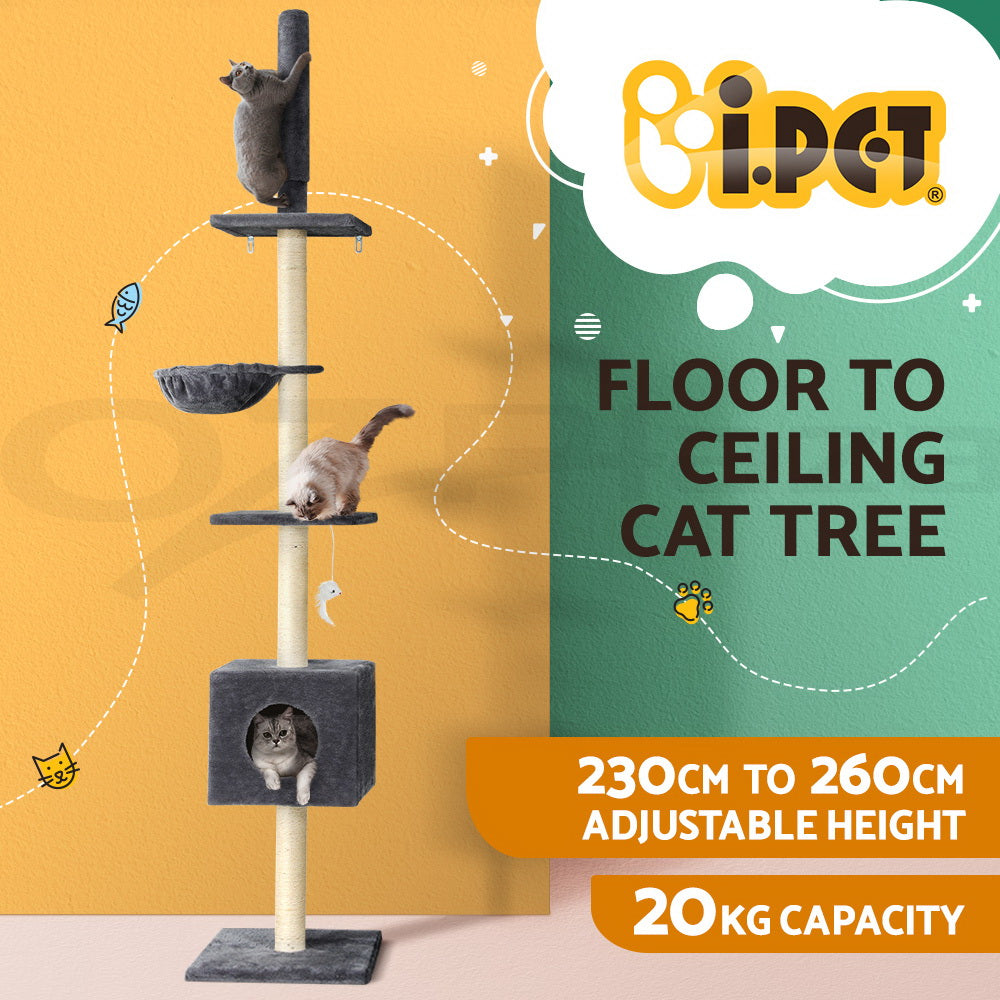 I.Pet Cat Tree Tower Scratching Post Wood Scratcher Condo Toys Trees Bed Large