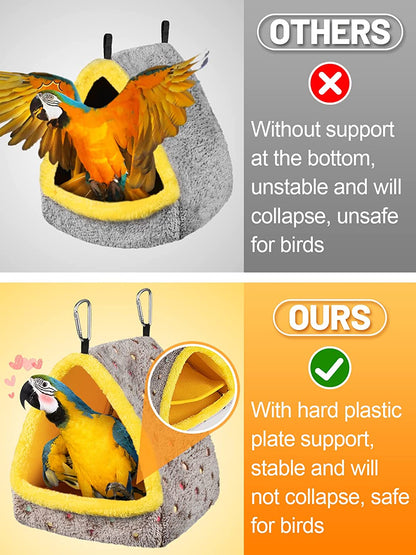 Large Winter Warm Bird Nest House, Comfortable Bird Bed for Cage with Mat, Hanging Hammock Shed Hideaway Hut for Macaws African Grey Amazon Parrots
