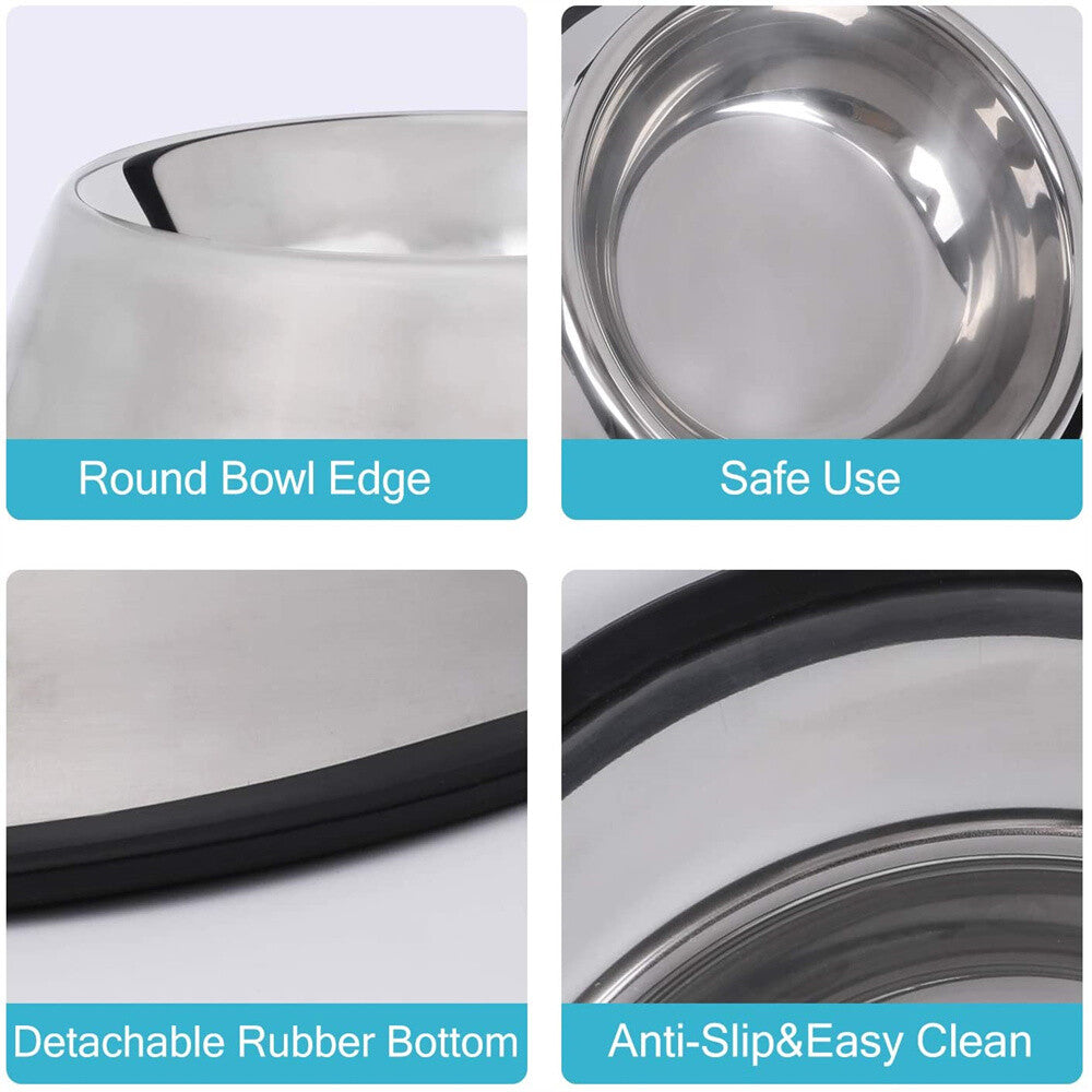 790Ml Pet Dog Puppy Food Water Dish Feeder Bowl Stainless Steel Non Slip Durable