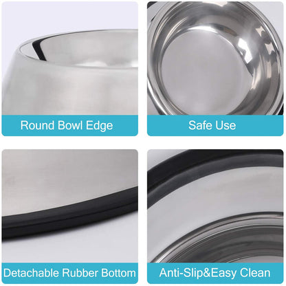 790Ml Pet Dog Puppy Food Water Dish Feeder Bowl Stainless Steel Non Slip Durable