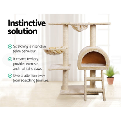I.Pet Cat Tree Tower Scratching Post Scratcher Wood Condo Bed Toys Play Ladder