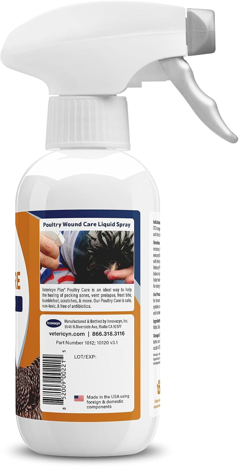 plus Poultry Care Spray | Healing Aid and Skin Repair for Chicken Wounds, Pecking Injuries, Bumblefoot, Vent Prolapses, and More. 8 Ounces