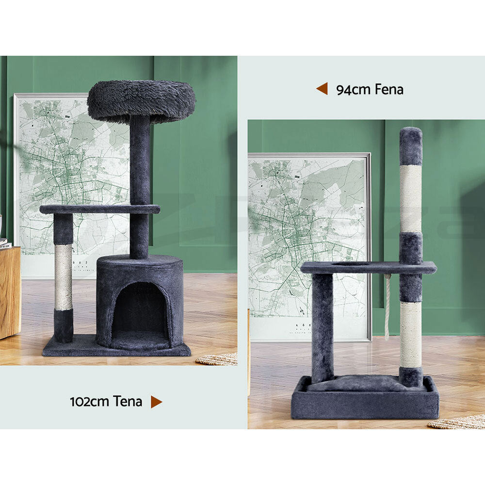I.Pet Cat Tree Tower Scratching Post Scratcher Wood Condo Bed Toys Play Ladder