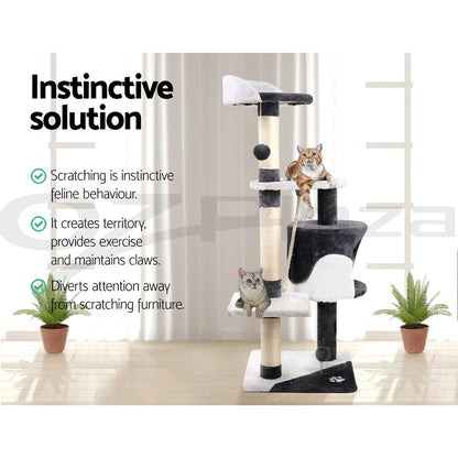 I.Pet Cat Tree Tower Scratching Post Scratcher 112Cm Wood Condo House Furniture