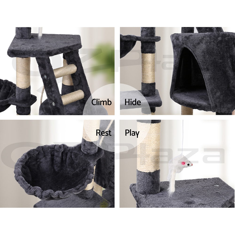 I.Pet Cat Tree Tower Scratching Post Scratcher Wood Condo Bed Toys Play Ladder