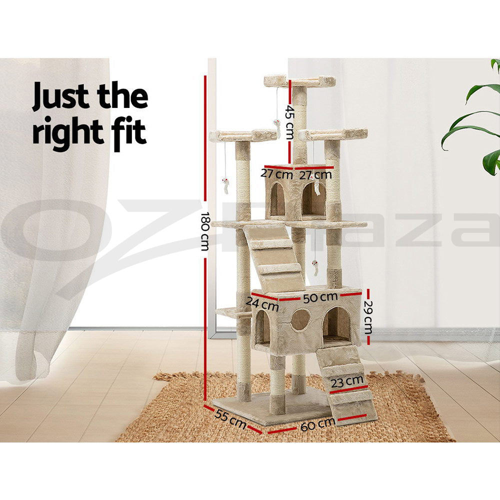 I.Pet Cat Tree Tower Scratching Post Wood Scratcher Condo Toys Trees Bed Large
