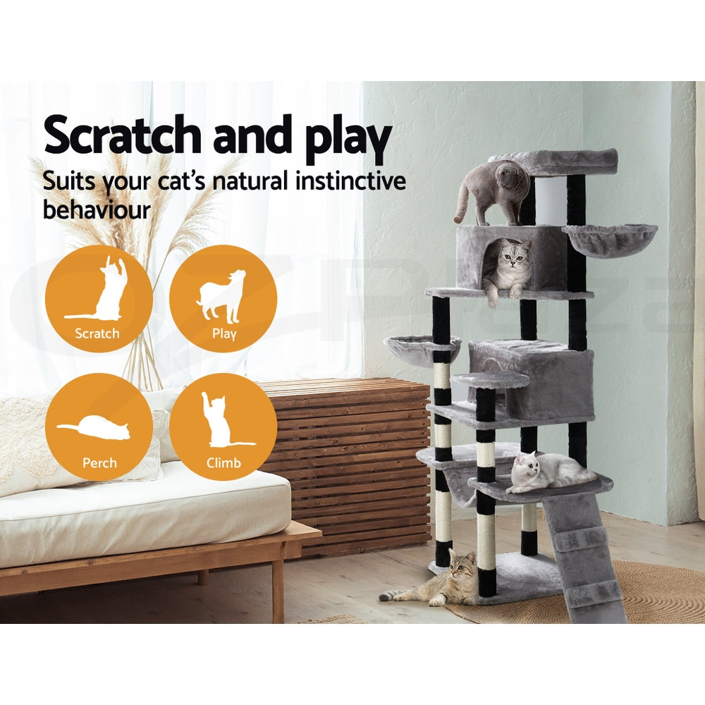 I.Pet Cat Tree Tower Scratching Post Wood Scratcher Condo Toys Trees Bed Large