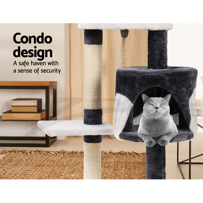 I.Pet Cat Tree Tower Scratching Post Scratcher Wood Condo Bed Toys Play Ladder