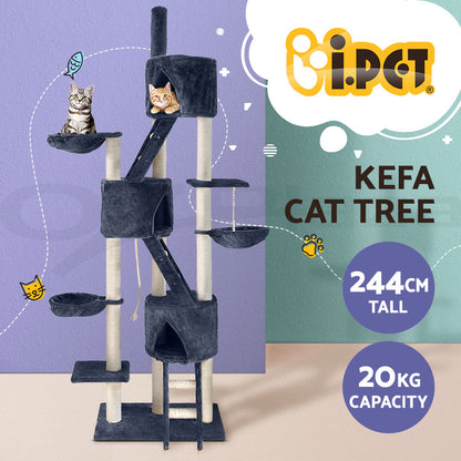 I.Pet Cat Tree Tower Scratching Post Wood Scratcher Condo Toys Trees Bed Large