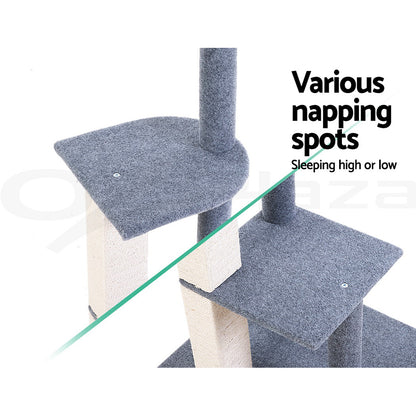 I.Pet Cat Tree Tower Scratching Post Scratcher Wood Condo Bed Toys Play Ladder