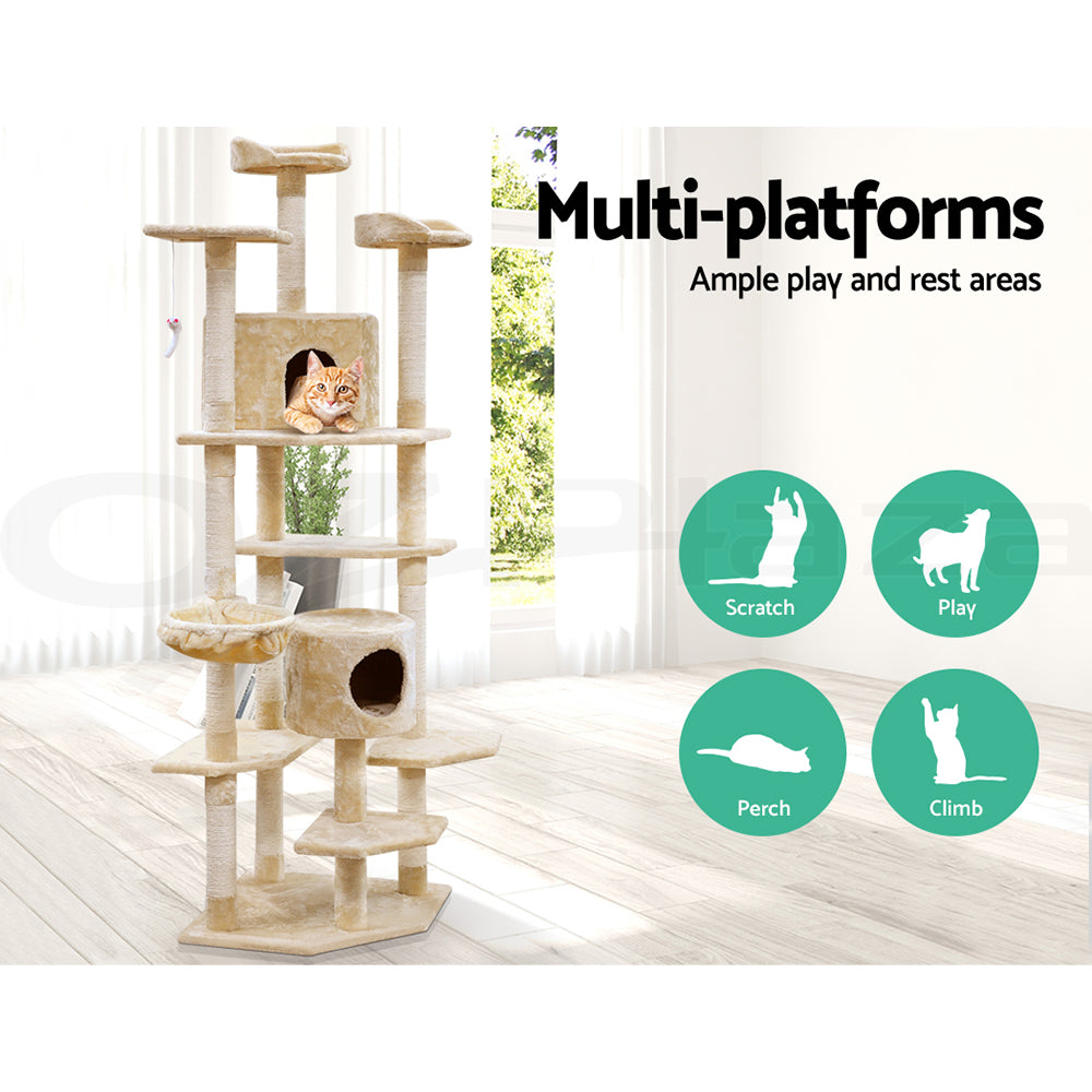 I.Pet Cat Tree Tower Scratching Post Wood Scratcher Condo Toys Trees Bed Large