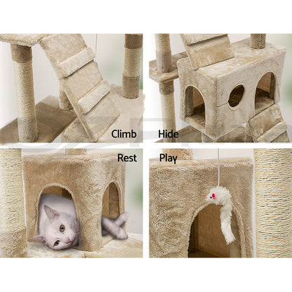 I.Pet Cat Tree Tower Scratching Post Wood Scratcher Condo Toys Trees Bed Large