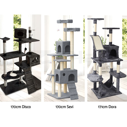 I.Pet Cat Tree Tower Scratching Post Wood Scratcher Condo Toys Trees Bed Large