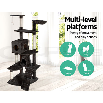 I.Pet Cat Tree Tower Scratching Post Wood Scratcher Condo Toys Trees Bed Large